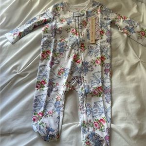 Love Shack Fancy x Roller Rabbit Infant Rosa Beaux Monkey Zipper Footie